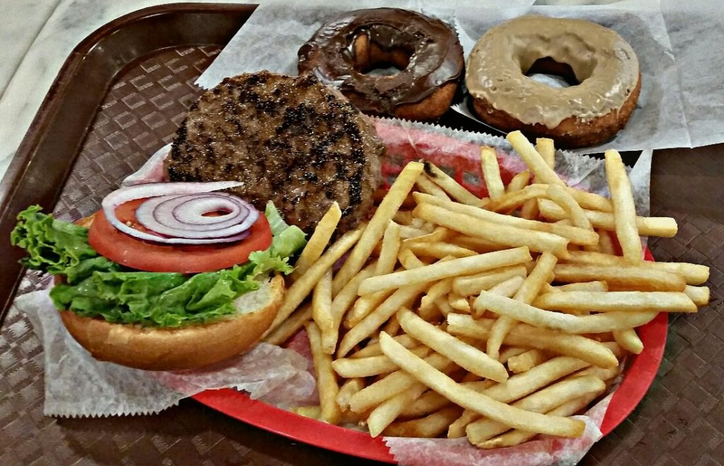 Buffalo Burger with Donuts for dessert!