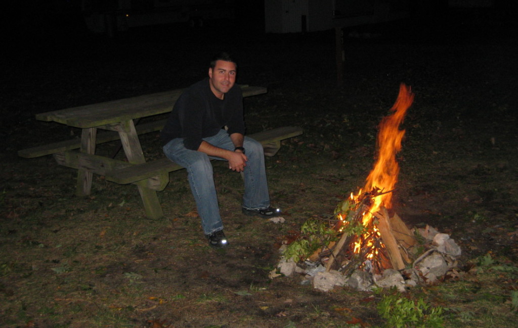 Camp fire while truck camping