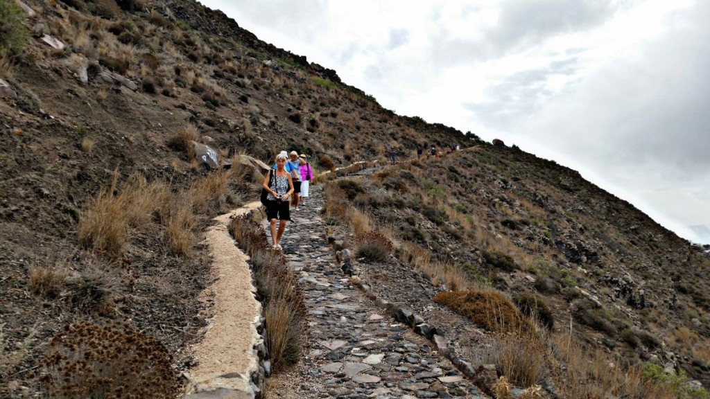 Rocky pathway on Santorini hike