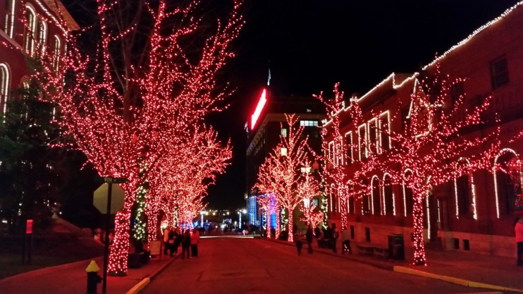 Anheuser Busch brewery lights at Christmas.