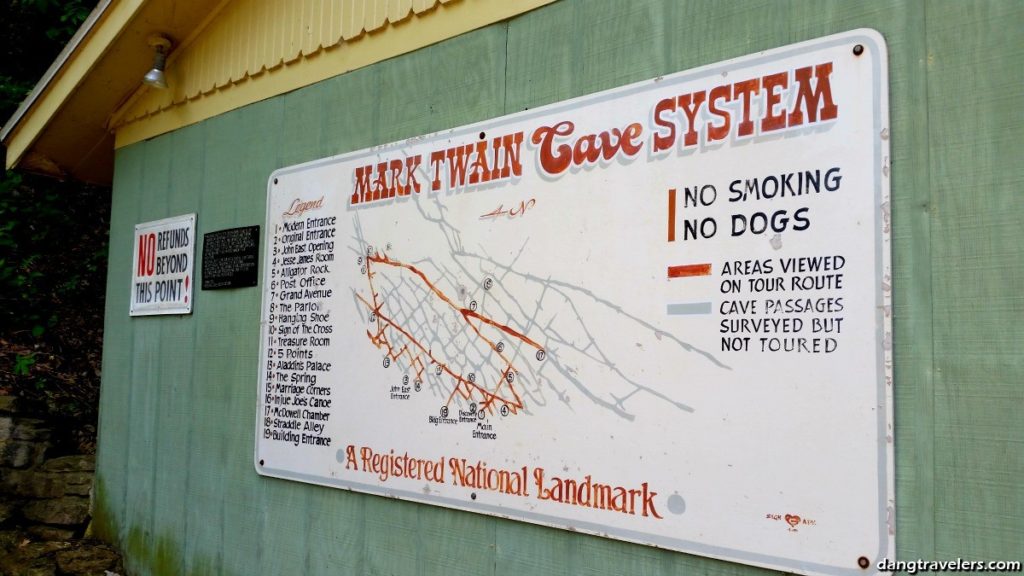 A map of the Mark Twain Cave System, one of Hannibal Missouri attractions.