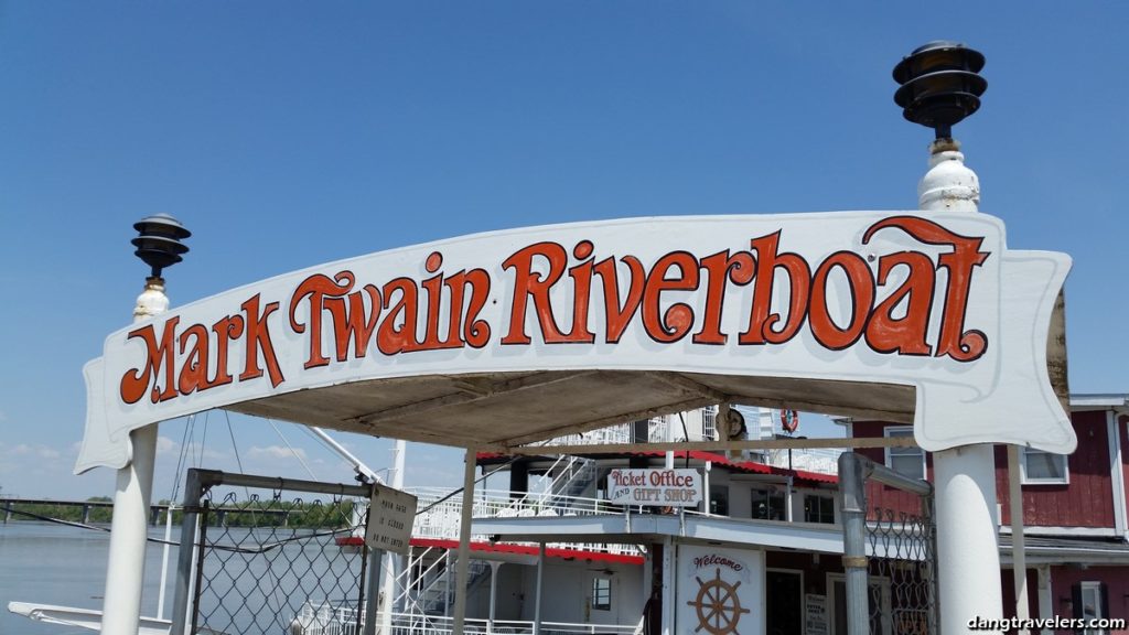 The Mark Twain Riverboat Entrance. Fun things to do in Hannibal Missouri include a ride on the Mark Twain Riverboat.