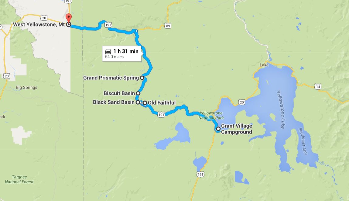 Old Faithful Area Map