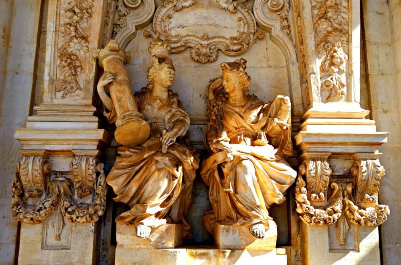 Statues at Coimbra University, a UNESCO Word Heritage university in Portugal.