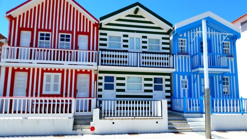 Candy striped houses of Costa Nova, one of the best Portugal destinations for leisure. 
