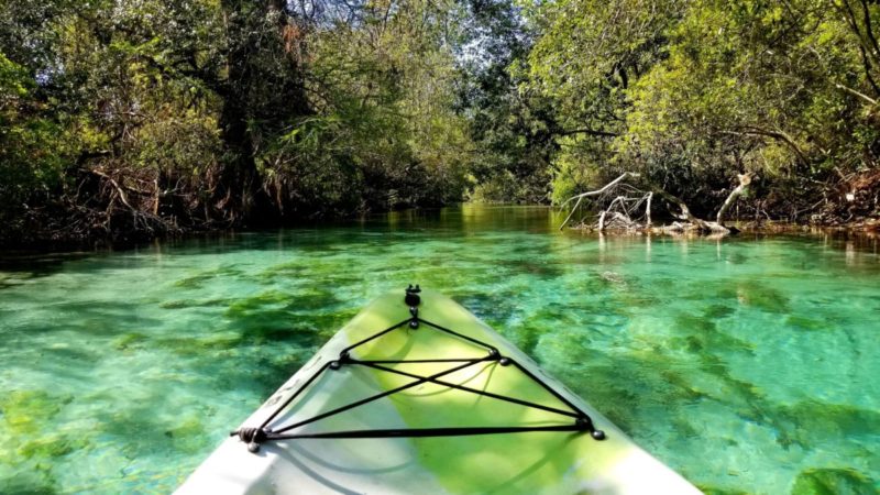 Kayaking on Weeki Wachee River in Florida.