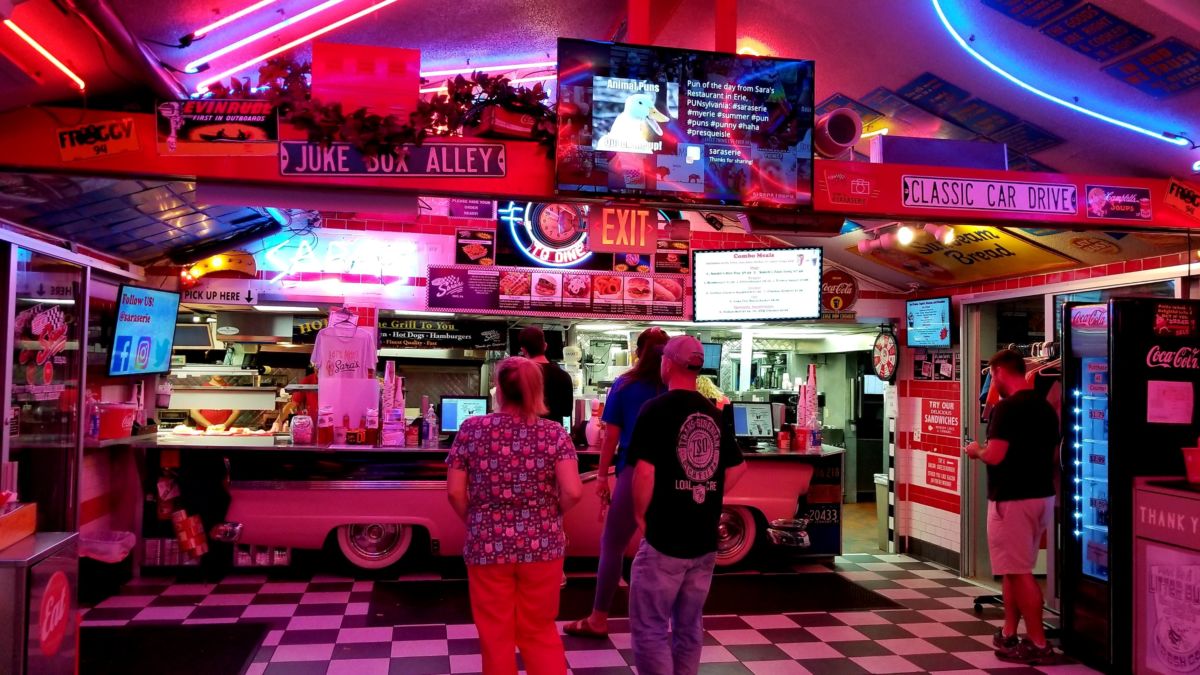If you are looking for fun things to do at Lake Erie, make sure to eat at Sally's Diner in Erie, Pennsylvania.