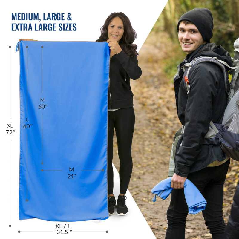 Van camping essentials include a lighweight, compact travel towel.