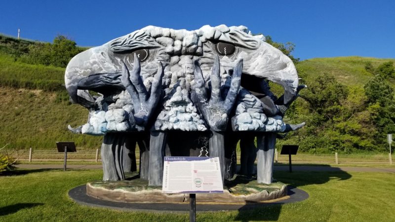 Things to do in Bismarck, North Dakota: Roadside Attraction Four-headed Thunderbirds Statue.