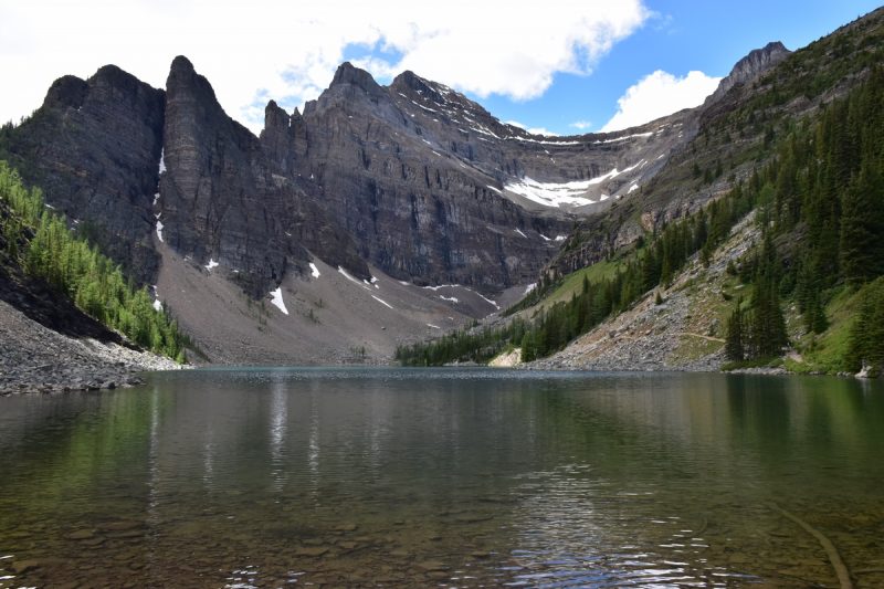 The Lake Agnes trail is roughly 4.5 miles round-trip and includes a stop at the Lake Agnes Tea House.