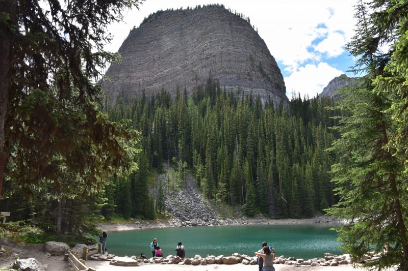 Mirror Lake is one stop on the Lake Agnes - Plains of Six Glaciers hike in Banff National Park.