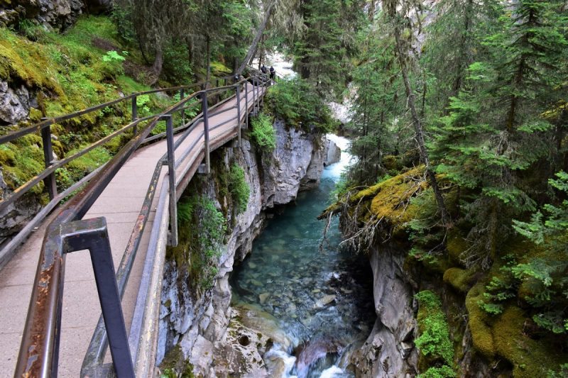 The catwalk at Johnston Canyon, it is one of the most popular hikes in Banff National Park so try to either go real early in the morning or late in the day.