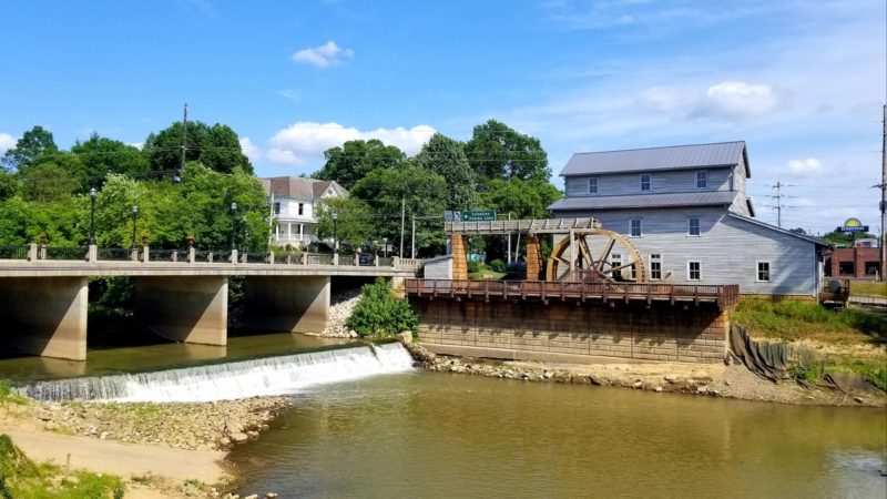 The adorable town of Jasper, Indiana. You can find the old mill along the Patoka River.