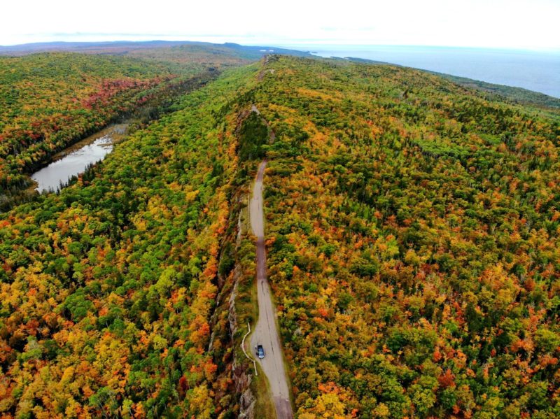 Drone footage of Keweenaw Peninsula in Michigan.