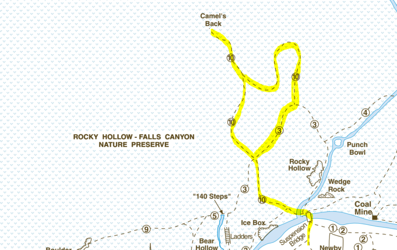 Hiking Trail 10 to 3 to 10 in Turkey Run State Park in Indiana