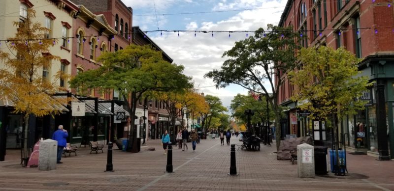 The pedestrian-only street in Vermont.