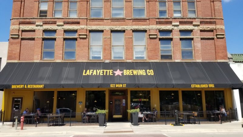 The front of the Lafayette Brewing Company Building in Indiana.