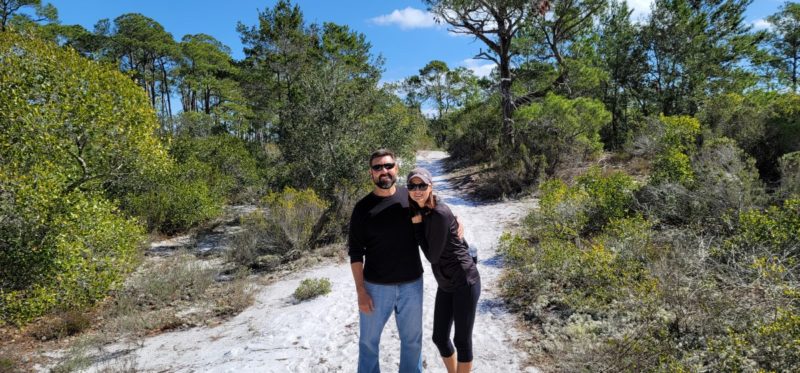 Sand dunes on Gator Lake Trail in Bon Secour National Wildlife Refuge in Gulf Shores, Alabama.