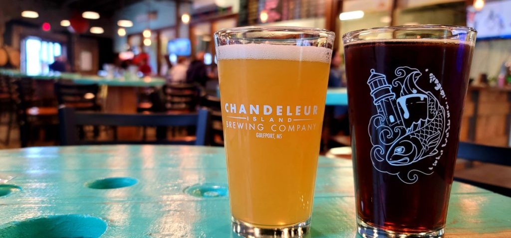 A light beer and dark beer from Chandeleur Island Brewing Company. Finding good beer is one of the fun Mississippi Gulf Coast things to do.