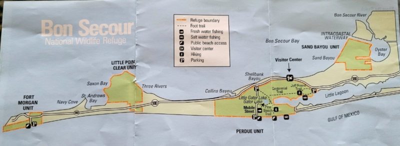 A picture of the Bon Secour National Wildlife Refuge Map inside the brochure.