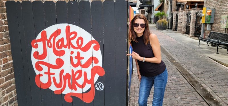 Make it Funky painted fence in Fishbone Alley.