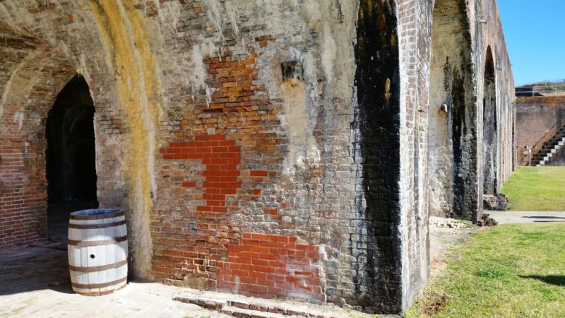 The brick walls of Fort Morgan Historic Site in Gulf Shores, Alabama.