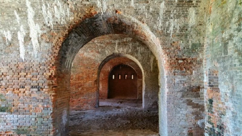 A brick tunnel in the Fort Morgan Historic Site