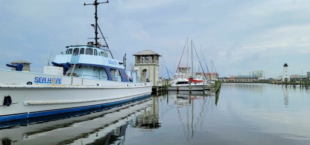 One of the many things to do in Gulfport, MS is walking the marina in Jones Park.