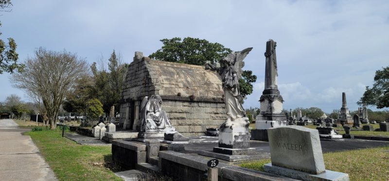 Tombstones inside the Magnolia Cemetery.