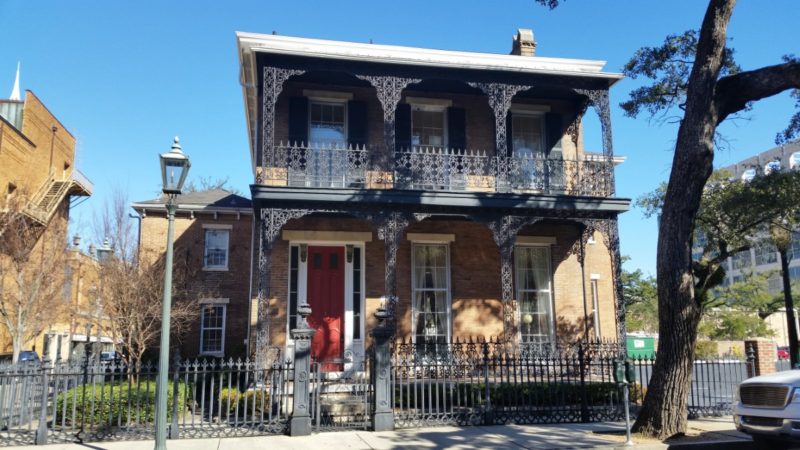 Cast iron veranda on an Italianate-style home.