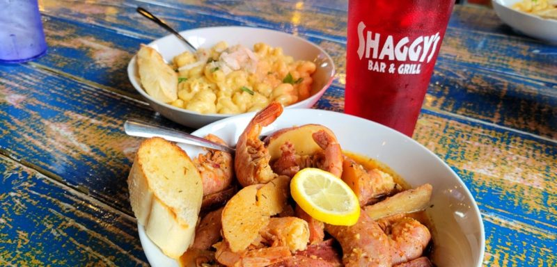 Royal Reds and Lobster Macaroni at Shaggy's in Biloxi.