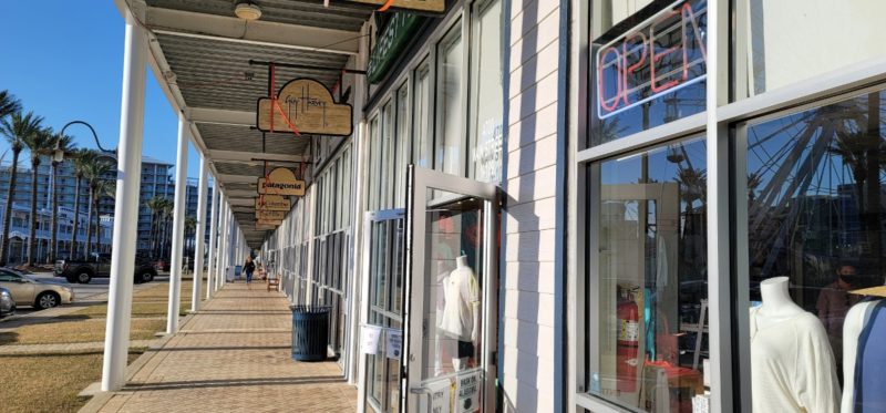 Shopping row at the Wharf in Orange Beach, Alabama.