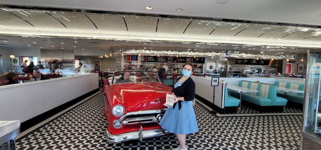 A sunliner booth at the Sunliner Diner in Gulf Shores, Alabama.