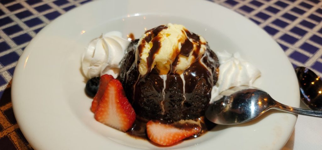 Lava cake at Ginny Lane Restaurant, one of the Orange Beach restaurants on the water at The Wharf in Orange Beach Alabama.