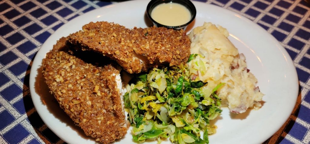 The Pecan Encrusted Chicken Dinner at Ginny Lane Restaurant at the Wharf. 