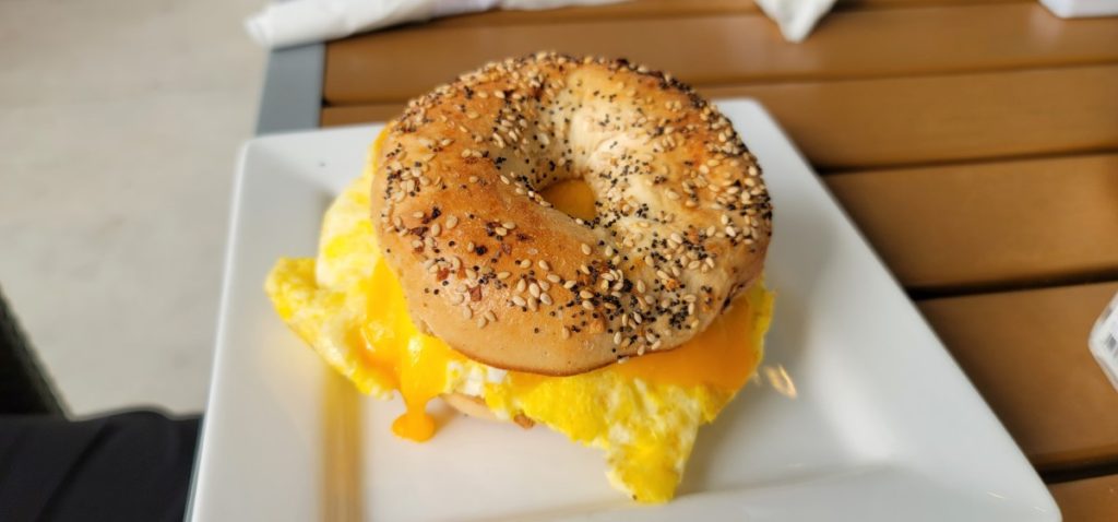 A breakfast bagel at the Southern Grind inside the Indigo Hotel in Gulf Shores, Alabama.