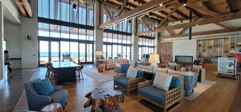 The lobby at the Lodge at Gulf State Park in Gulf Shores, Alabama.