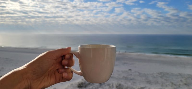 Morning coffee on the Gulf of Mexico.