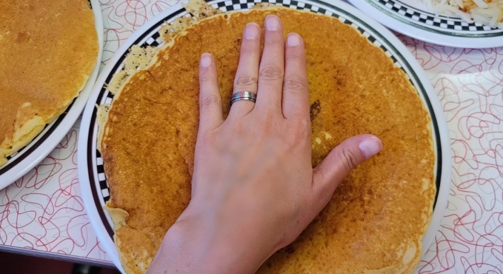 The giant pancakes at Charlie Parker's Diner in Springfield.