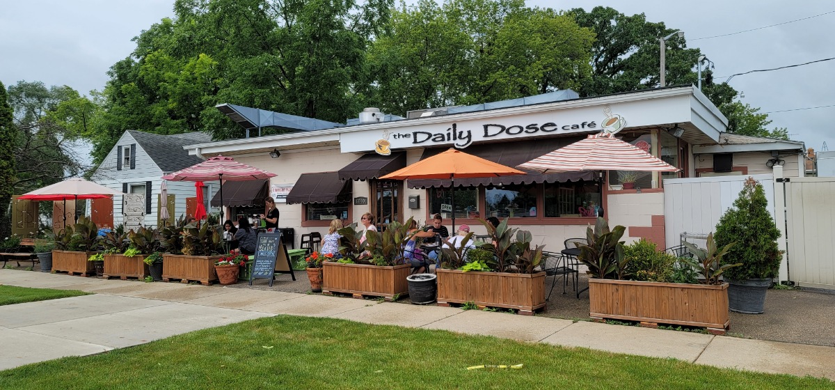 The outside patio at the Daily Dose Cafe.