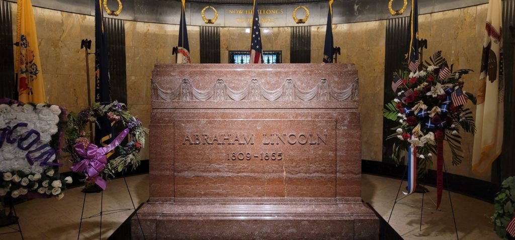 Abraham Lincoln's burial room in Oak Ridge Cemetery in Springfield, Illinois.