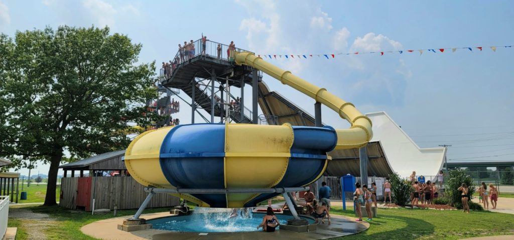 Teenage things to do in Springfield, IL include the Splash Kingdom at Knights Action Park. Here's the Royal Flush, toilet type plunge.