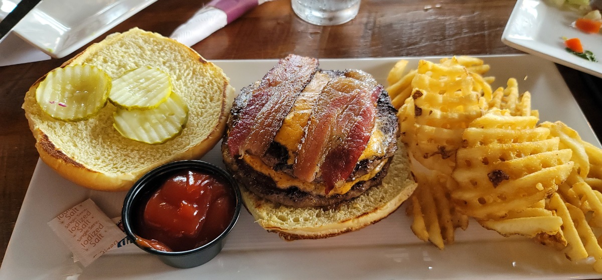 The Wisconsin's Own Merkts Cheese & Bacon Burger at Waterfront Warehouse in Kenosha.