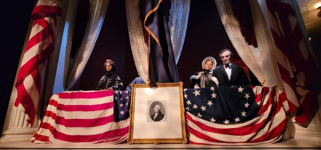 A recreation of Ford's Theater at the Abraham Lincoln Library and Museum.