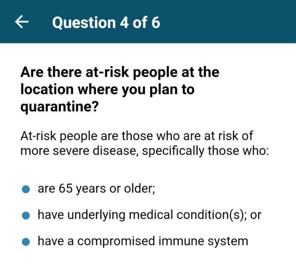 Canada border crossing Covid-19 questions.