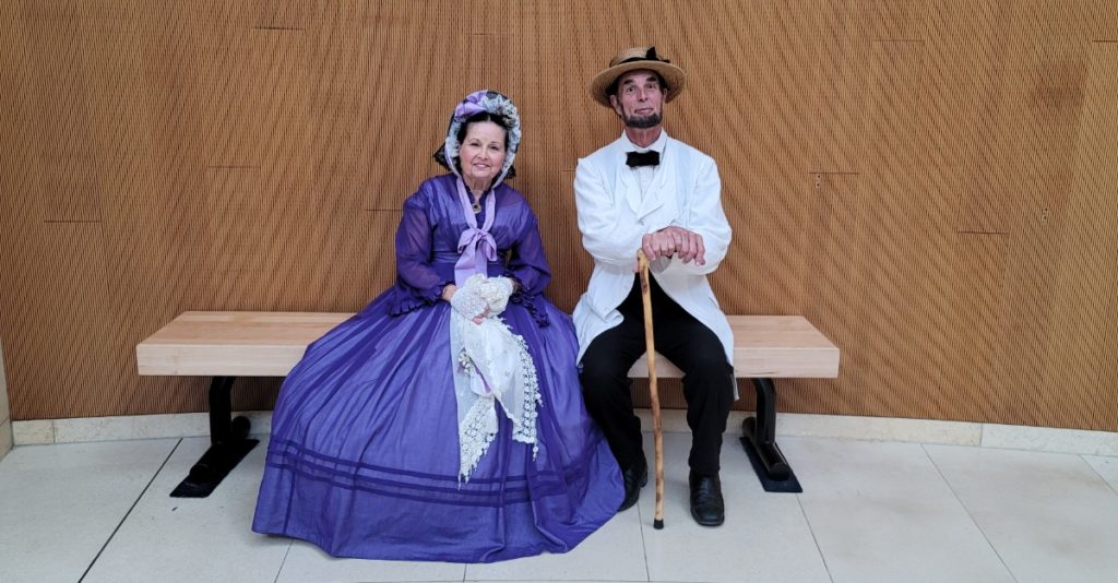 Abraham and Mary Lincoln, costume actors at the Abraham Lincoln Presidential Library and Museum, one of the top things to do in Springfield Illinois.