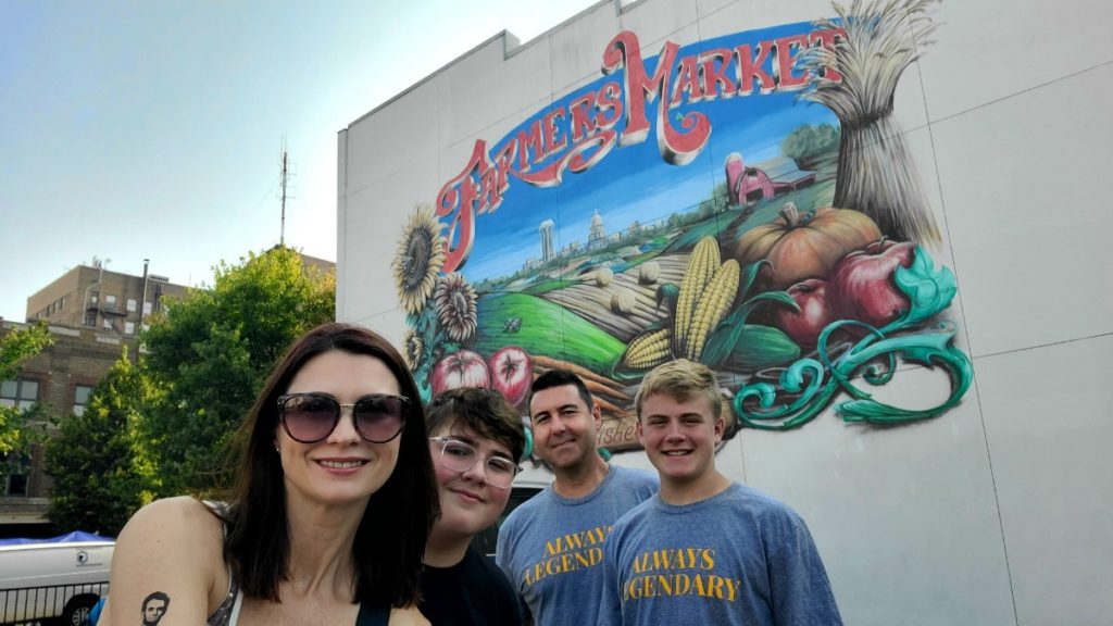 The Old Capitol Farmers Market mural in downtown Springfield, Illinois. It has been running since 1999.