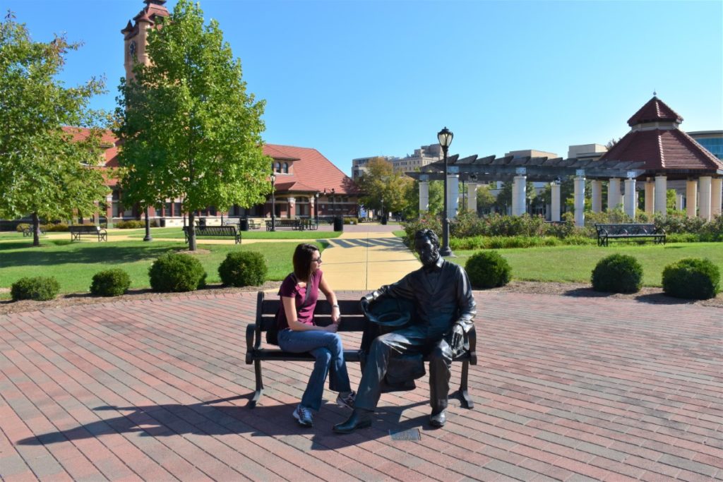 Lincoln bench at Union Square Park in Springfield.