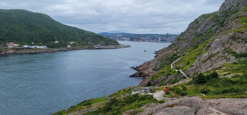 Hiking tops the list for free things to do in Newfoundland. Looking back in St. John's Bay on the North Head Trail to Signal Hill.