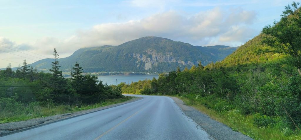 Driving the Trans-Canada Highway after leaving Port aux Basques in Newfoundland.